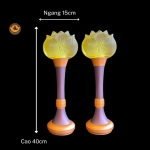 Đèn sen lưu ly 1 bông thân hợp kim đồng