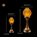 Đèn Nụ sen lưu ly thân hợp kim đồng