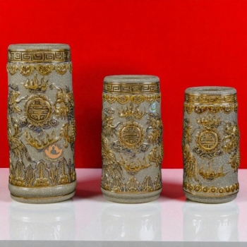 Ống Hương Men Rạn Vàng Kim