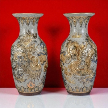 Tiểu Lộc Bình Men Rạn Vàng Kim