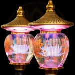 Đèn điện pha lê 1 cầu oval có mái thân hợp kim