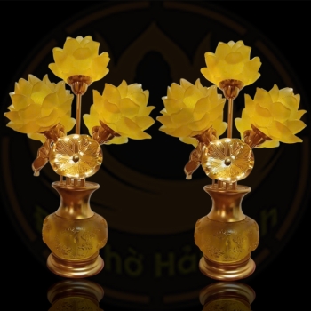 Đèn Sen Bình Hoa Lưu Ly 5 Bông - Vẻ Đẹp Tĩnh Lặng, Hòa Quyện Ánh Sáng