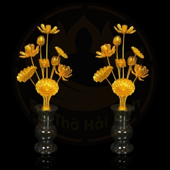 Lọ Hoa 9 Bông Sen Vàng Cao Cấp