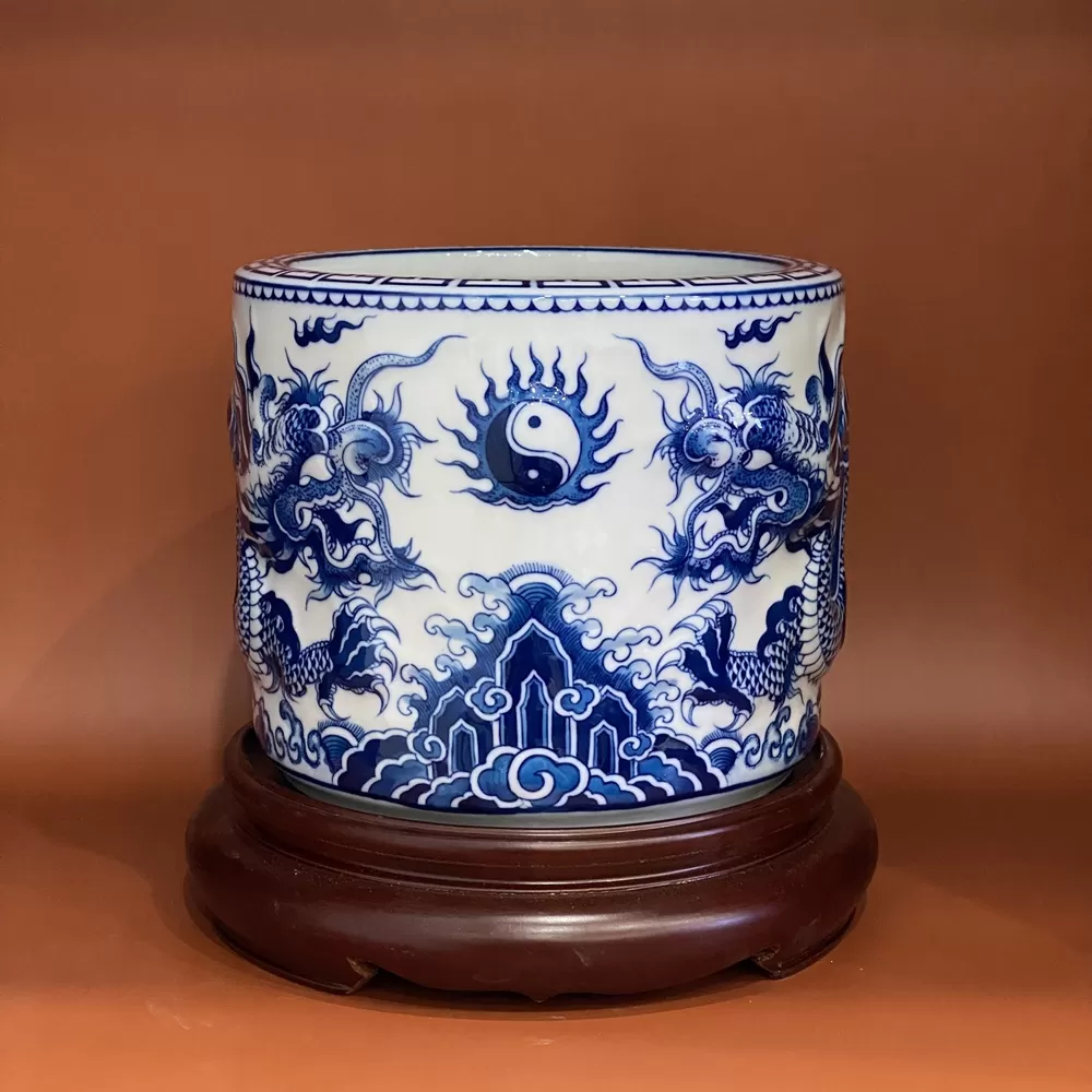 Bát Hương Tài Vượng Nổi Men Lam