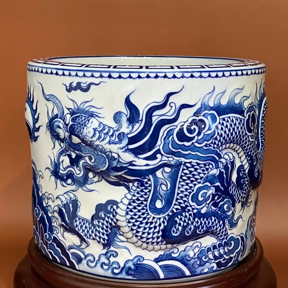 Bát Hương Tài Vượng Nổi Men Lam