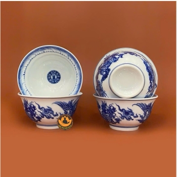 Bát Thờ Rồng Decal Men Lam