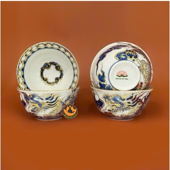 Bát Thờ Rồng Nổi Vàng Kim Men Lam