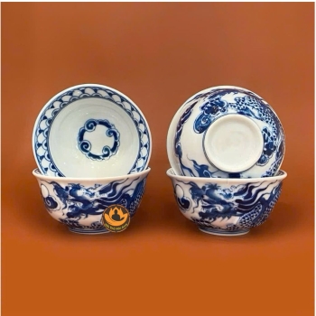 Bát Thờ Rồng Nổi Men Lam