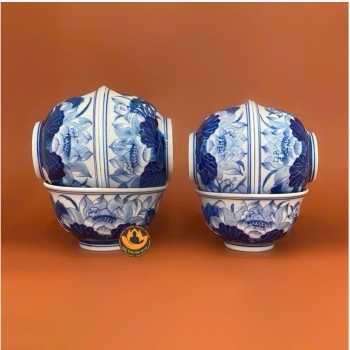 Bát Thờ Sen Phú Quý Men Lam