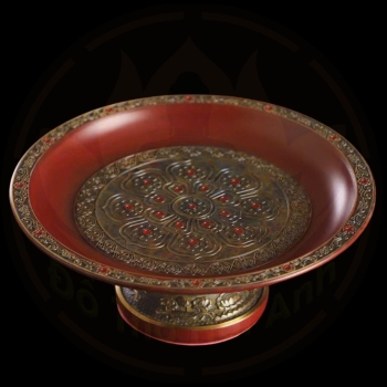 Đĩa Thờ (Mâm Bồng) Đồng Hoa Văn Mandala Liên Hoa Luân – Đồ Thờ Phật Cao Cấp Sang Trọng
