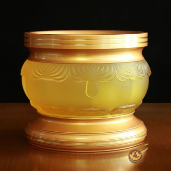 Bát Hương Lưu Ly Bọc Đồng Vàng Viền Hoa Cao Cấp – Sang Trọng & Phong Thủy