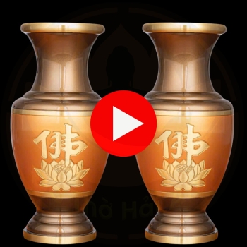 Lọ Hoa Đồng Đỏ Nâu Hoa Sen Chữ Phật – Đồ Thờ Cúng Cao Cấp