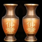 Lọ Hoa Đồng Đỏ Nâu Hoa Sen Chữ Phật – Đồ Thờ Cúng Cao Cấp