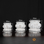 Bát Hương Sứ Trắng Hoa Sen Nổi Viền Vàng