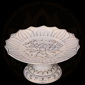 Mâm Bồng Trắng Kim Hoa Sen Nổi – Đồ Thờ Cúng Thanh Khiết & Sang Trọng