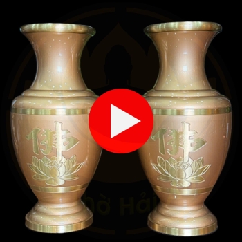 Lọ Hoa Đồng Vàng Hoa Sen Chữ Phật – Đồ Thờ Cao Cấp Cho Phòng Thờ