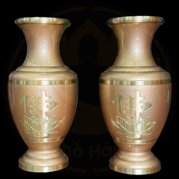 Lọ Hoa Đồng Vàng Hoa Sen Chữ Phật – Đồ Thờ Cao Cấp Cho Phòng Thờ