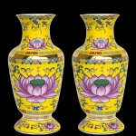 Lọ Hoa Gấm Vàng Hoa Sen Cao Cấp – Đồ Thờ Cúng Sang Trọng