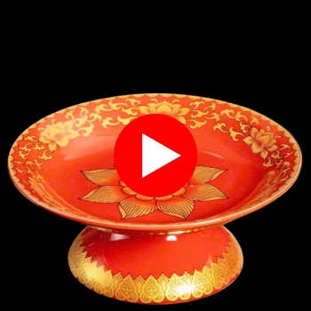 Mâm Bồng Sứ Gấm Đỏ – Đồ Thờ Cúng Sang Trọng & Phong Thủy May Mắn