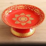 Mâm Bồng Sứ Gấm Đỏ – Đồ Thờ Cúng Sang Trọng & Phong Thủy May Mắn