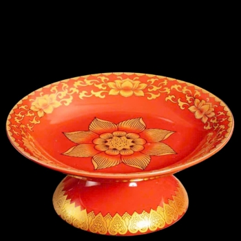 Mâm Bồng Sứ Gấm Đỏ – Đồ Thờ Cúng Sang Trọng & Phong Thủy May Mắn