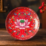 Mâm Bồng Gấm Đỏ Hoa Sen – Đồ Thờ Cúng Sang Trọng & Linh Thiêng