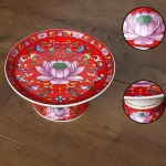 Mâm Bồng Gấm Đỏ Hoa Sen – Đồ Thờ Cúng Sang Trọng & Linh Thiêng