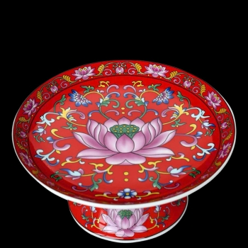 Mâm Bồng Gấm Đỏ Hoa Sen – Đồ Thờ Cúng Sang Trọng & Linh Thiêng