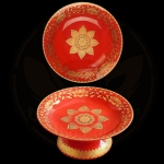 Mâm Bồng Sứ Gấm Đỏ – Đồ Thờ Cúng Sang Trọng & Phong Thủy May Mắn