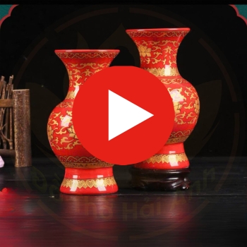 Lọ Hoa Sứ Gấm Đỏ Cao Cấp – Sang Trọng, May Mắn, Nhập Khẩu