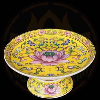 Mâm Bồng Gấm Vàng Hoa Sen – Đồ Thờ Cúng Cao Cấp & Phong Thủy May Mắn