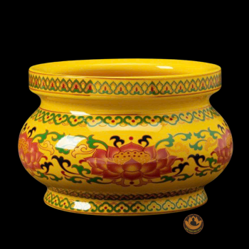 Bát Hương Sứ Gấm Vàng Hoa Sen Nhập Khẩu Cao Cấp | Sang Trọng & Trang Nghiêm