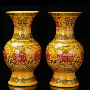 Lọ Hoa Gấm Màu Vàng Cao Cấp – Sang Trọng, Phú Quý, Nhập Khẩu