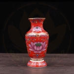 Lọ Hoa Gấm Đỏ Hoa Sen Cao Cấp – Đồ Thờ Cúng Sang Trọng