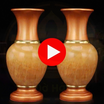 Lọ Hoa Ngọc Viền Đồng – Đồ Thờ Cúng Cao Cấp