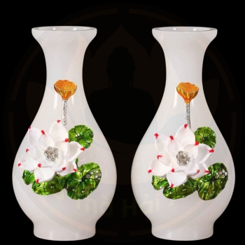 Lọ Hoa Ngọc Hoa Sen Đồng – Biểu Tượng Hoa Sen Trắng Thanh Khiết & Thịnh Vượng