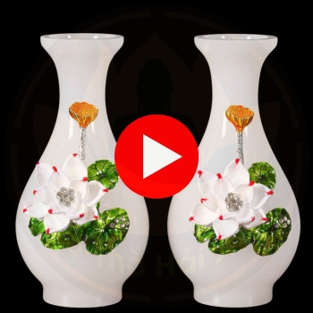 Lọ Hoa Ngọc Hoa Sen Đồng – Biểu Tượng Hoa Sen Trắng Thanh Khiết & Thịnh Vượng