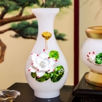 Trọn bộ đồ thờ ngọc viền đồng hoa sen  trắng