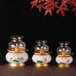 Đèn Dầu Ngọc Viền Đồng Hoa Sen Trắng – Ánh Sáng Thanh Tịnh & Linh Thiêng Cao Cấp