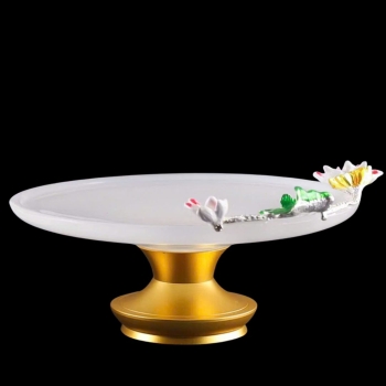 Mâm Bồng Ngọc Viền Đồng Hoa Sen Trắng – Đồ Thờ Cúng Cao Cấp & Thanh Tịnh Linh Thiêng