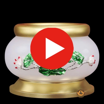 Bát Hương Ngọc Viền Đồng Hoa Sen Trắng Cao Cấp | Sang Trọng & Trang Nghiêm