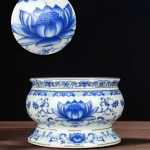 Bát Hương Sen Nổi Trắng Xanh