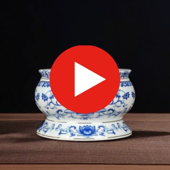 Bát Hương Sen Nổi Trắng Xanh