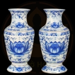 Lọ Hoa Sứ Sen Nổi Trắng Xanh Cao Cấp
