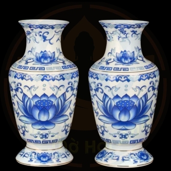 Lọ Hoa Sứ Sen Nổi Trắng Xanh Cao Cấp – Thanh Tịnh, Trang Nghiêm, Nhập Khẩu