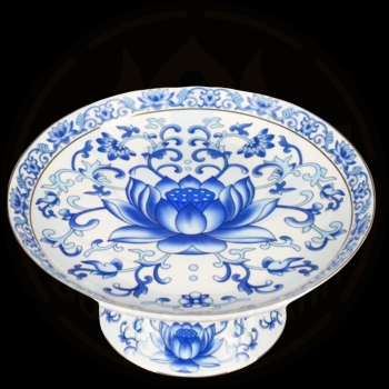 Mâm Bồng Sen Nổi Trắng Xanh – Đồ Thờ Cúng Thanh Tịnh & Phong Thủy An Lành