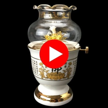 Đèn Dầu Tâm Kinh Trắng Chữ Phật – Ánh Sáng Thanh Tịnh & Phong Thủy Linh Thiêng