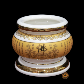 Bát Hương Sứ Trắng Tâm Kinh Vàng Cao Cấp – Sang Trọng & Phong Thủy