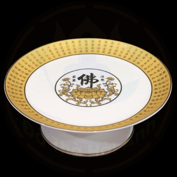 Đĩa Thờ (Mâm Bồng) Tâm Kinh Hoa Sen Chữ Phật – Đồ Thờ Cao Cấp Trang Nghiêm, Thanh Tịnh