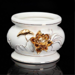 Bát Hương Gốm Sứ Trắng Kim Nổi Cao Cấp Nhập Khẩu Đài Loan - Sang Trọng, Bền Đẹp